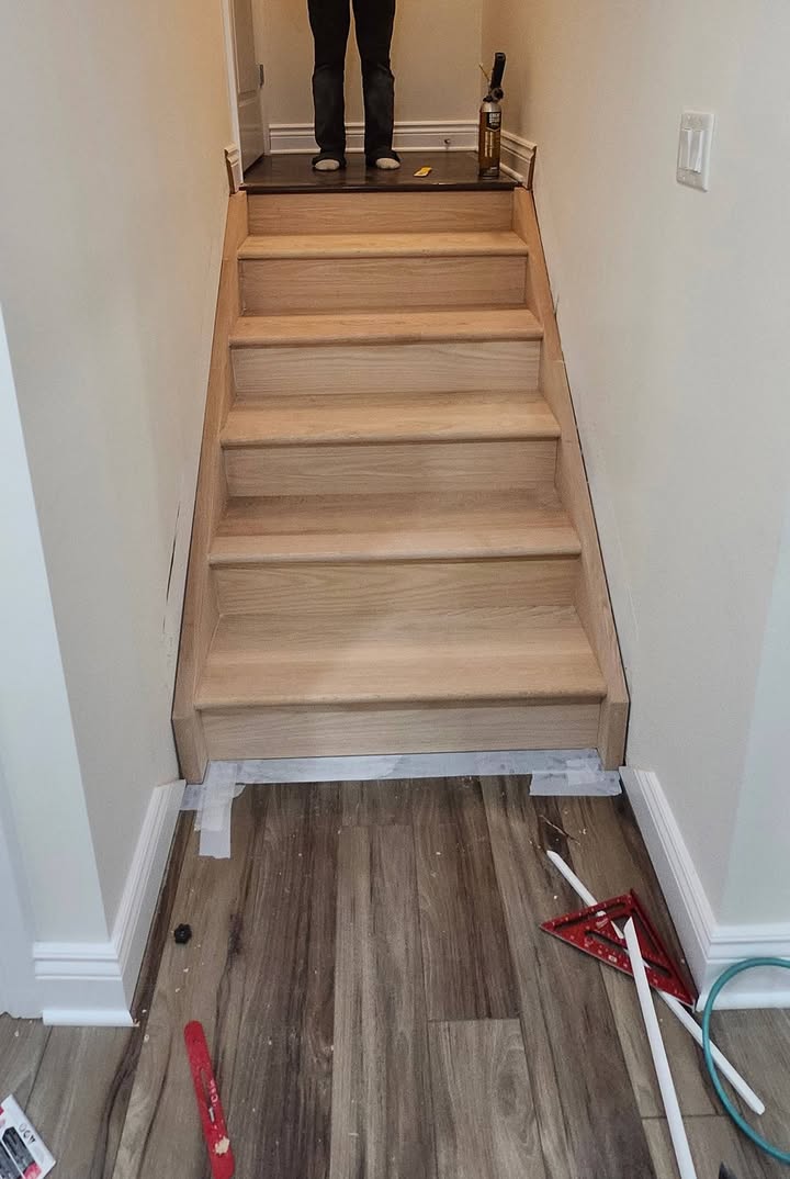 From Unfinished Pine to Red Oak: A Stunning Staircase Transformation! - Image 2