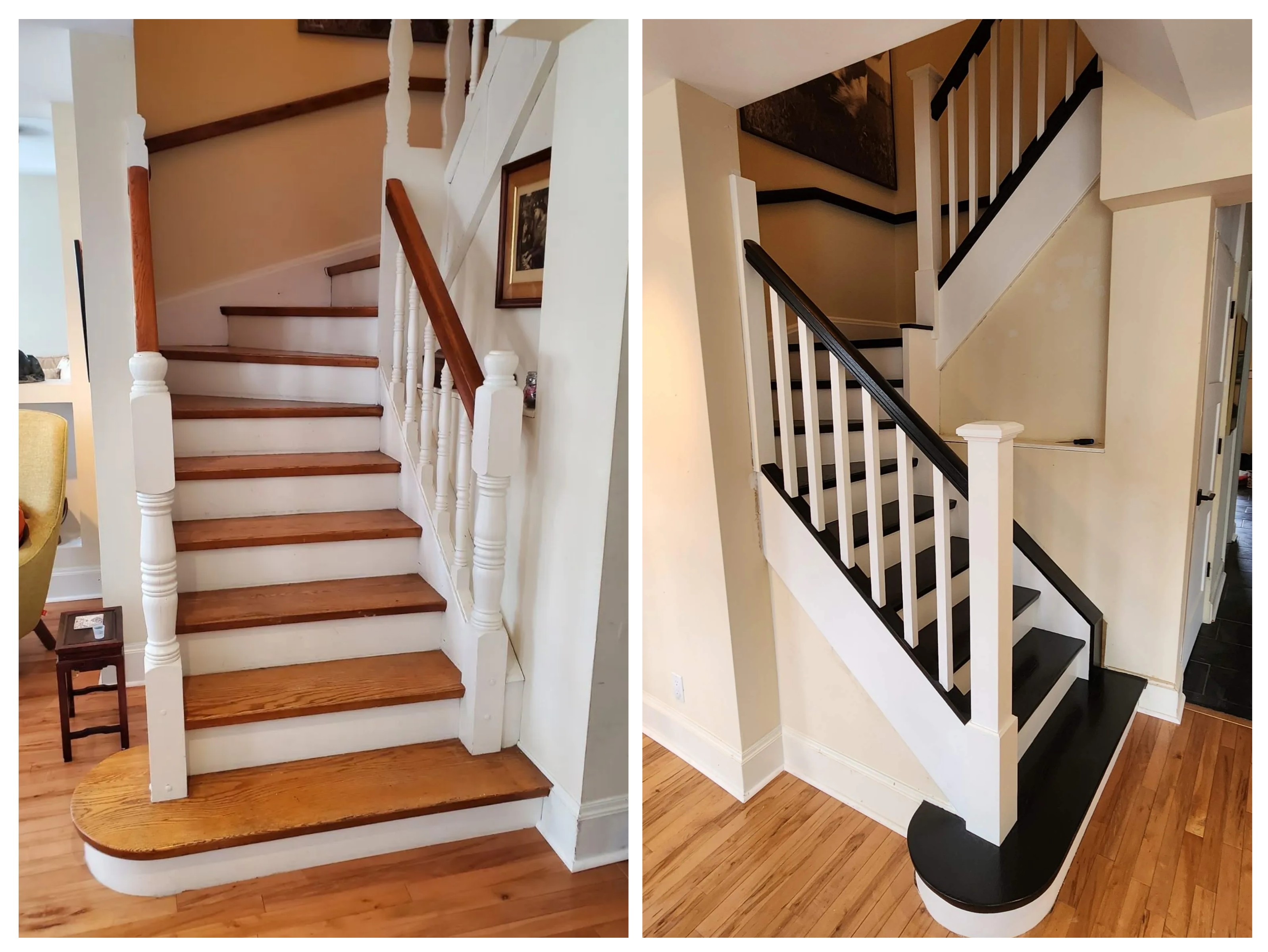Stair refinishing with new railing 👌