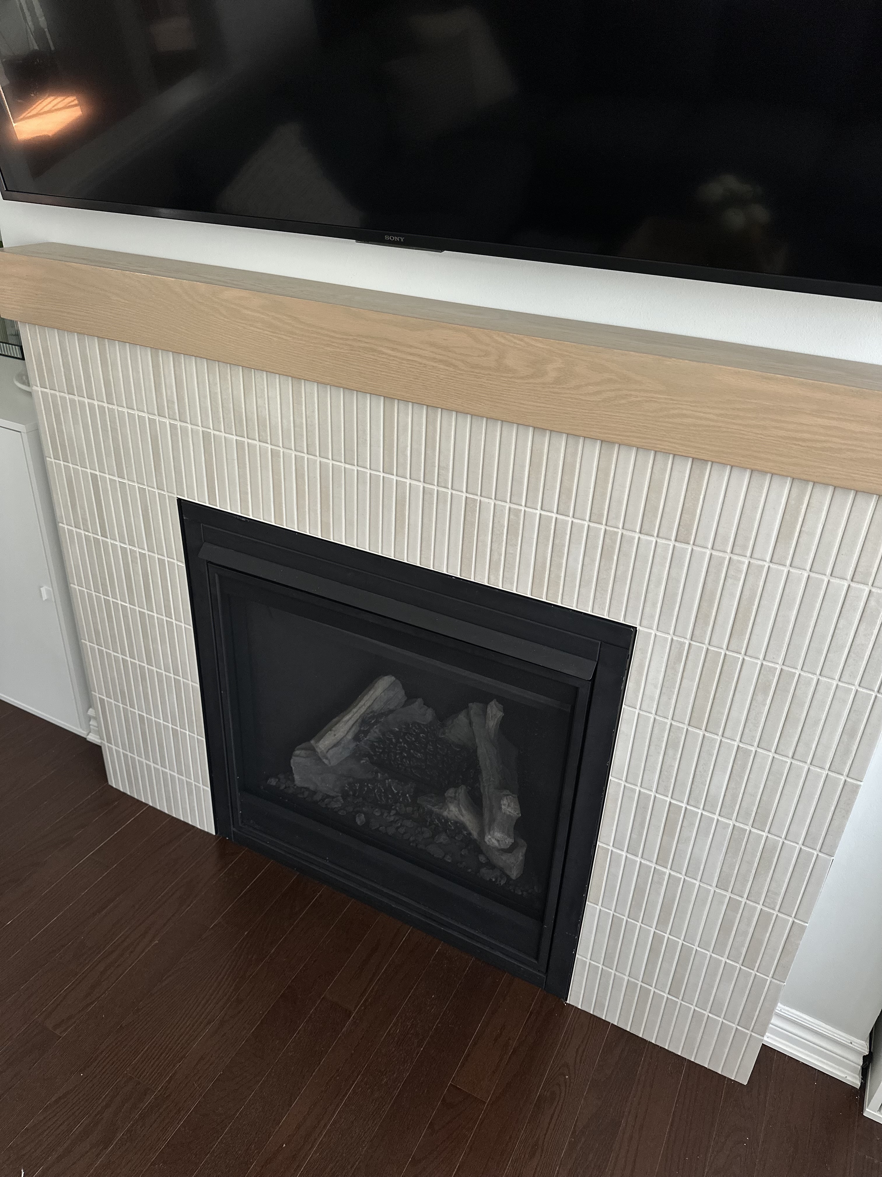 Fireplace tile installation